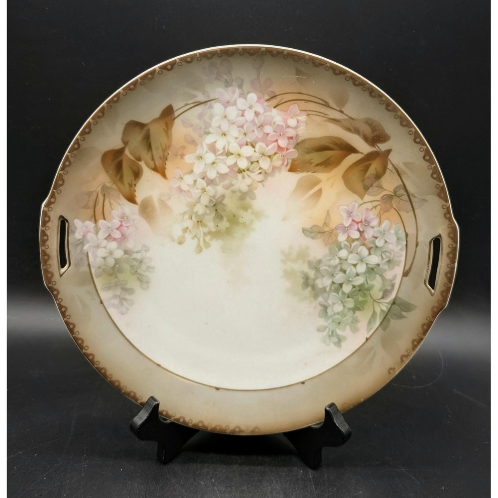 Antique‎ RS Germany Reinhold Schlegelmilch Lilac Hand Painted Cake Plate Handle